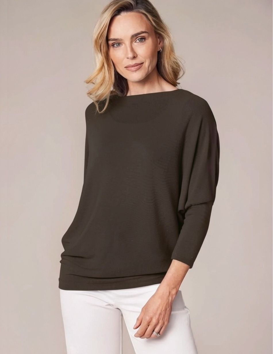 Deck by Decollage Chocolate Cowl Neck Top 13089