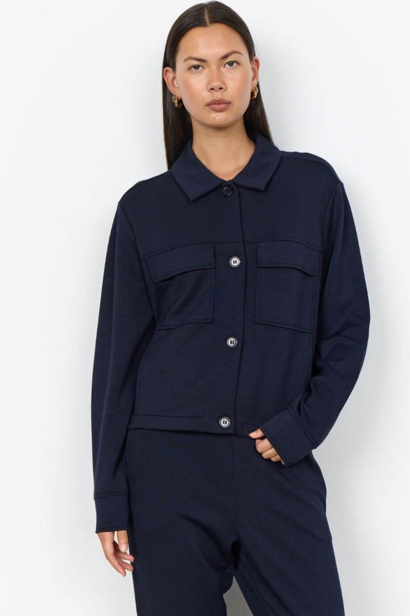 Soya Concept Banu Navy Button Sweatshirt 27858