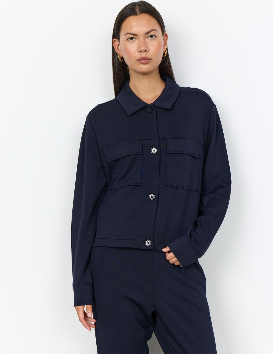 Soya Concept Banu Navy Button Sweatshirt 27858