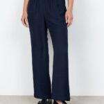 Soya Concept Navy Crinkle Trouser 41574