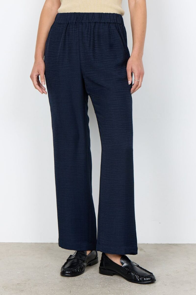 Soya Concept Navy Crinkle Trouser 41574
