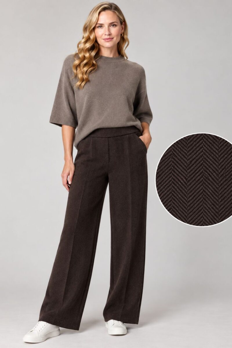 Deck by Decollage Chocolate Herringbone Trousers HB2435