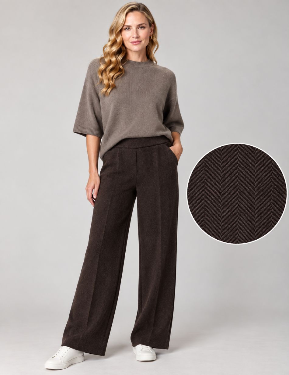 Deck by Decollage Chocolate Herringbone Trousers HB2435