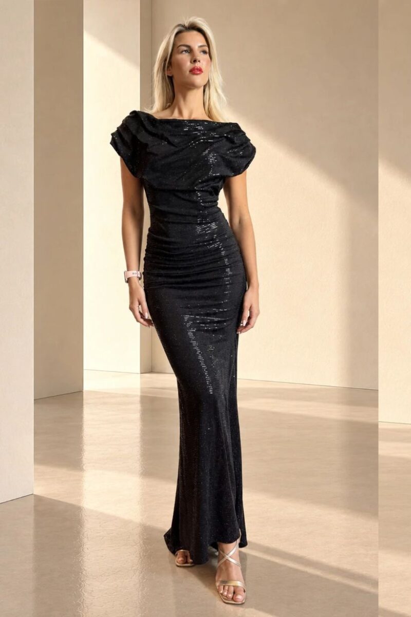 Atom Platinum Black Sequin Dress