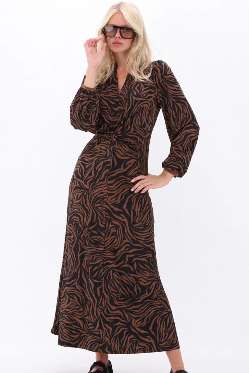 K Design Animal Print Chocolate Black Dress D317