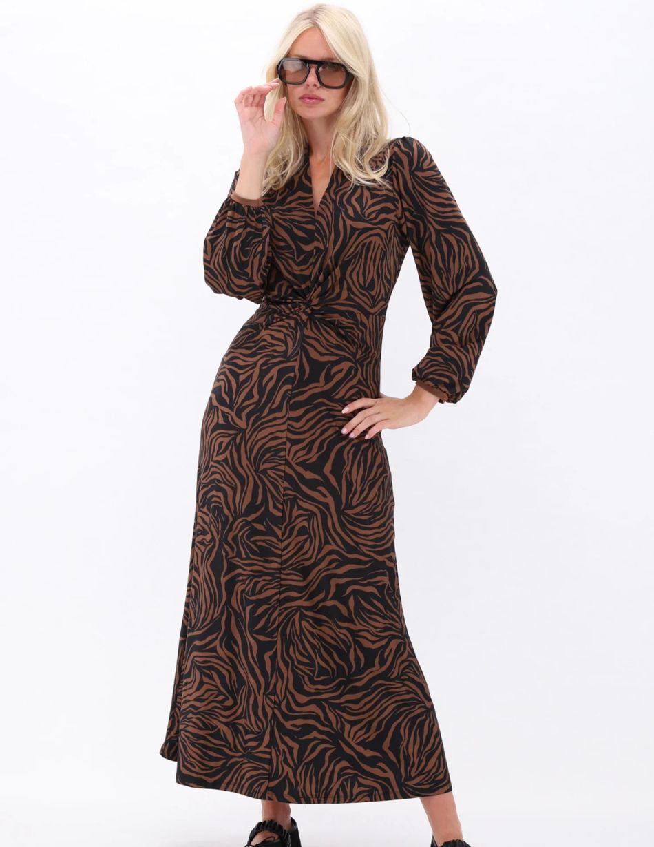 K Design Animal Print Chocolate Black Dress D317 full