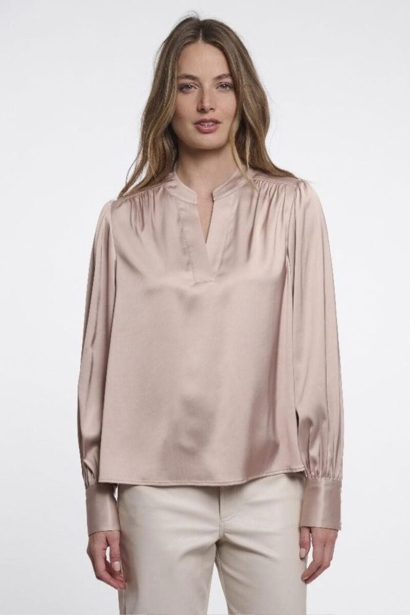 Rino & Pelle Satin Oat Notch Blouse