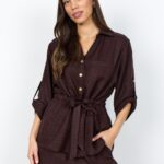 Soya Concept Chocolate Plum Crinkle Blouse 41980