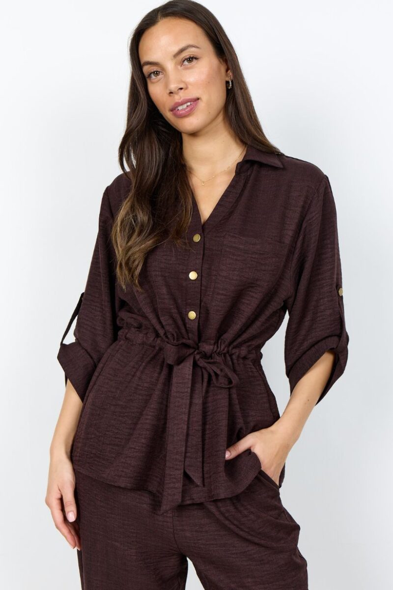 Soya Concept Chocolate Plum Crinkle Blouse 41980