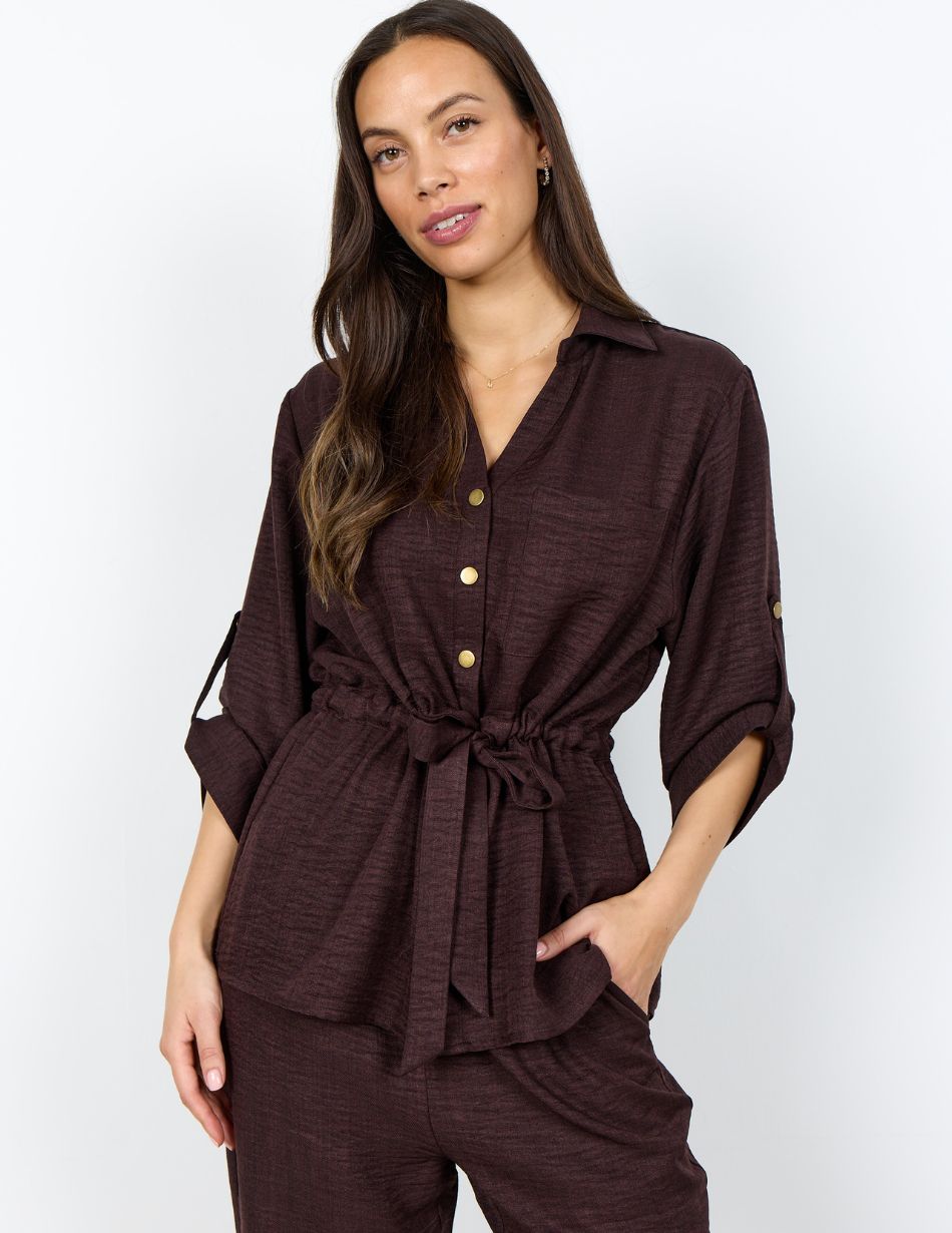 Soya Concept Chocolate Plum Crinkle Blouse 41980