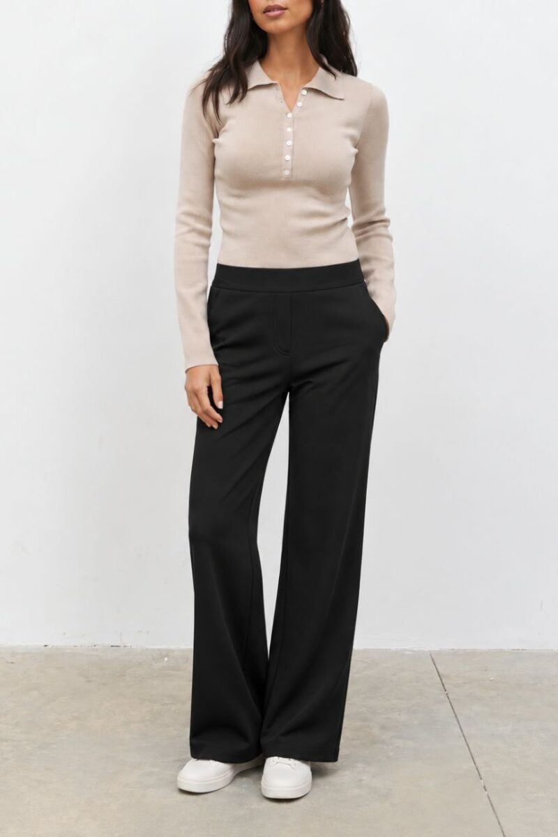 Pinns Black Wide Leg Trouser 729T