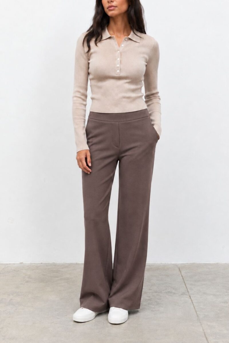 Pinns Chocolate Wide Leg Trouser 729T